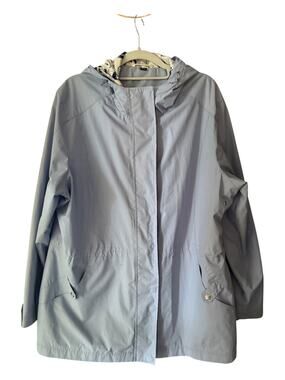 Radiance Women’s 1X Hooded Rain Jacket Blue Floral Lined Windbreaker Coat